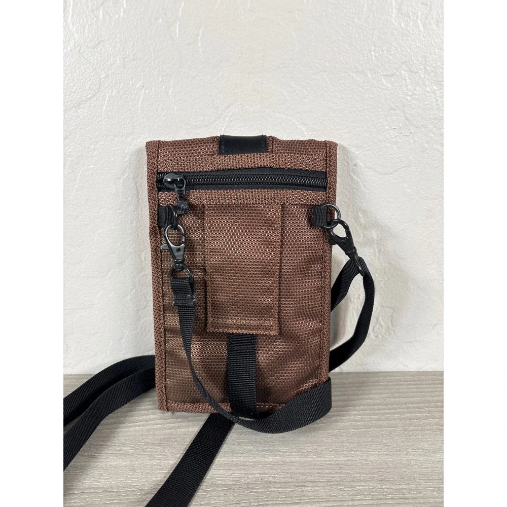 Vintage Tumi T2 Brown Ballistic Nylon Travel Wallet Crossbody Neck Pouch Bag